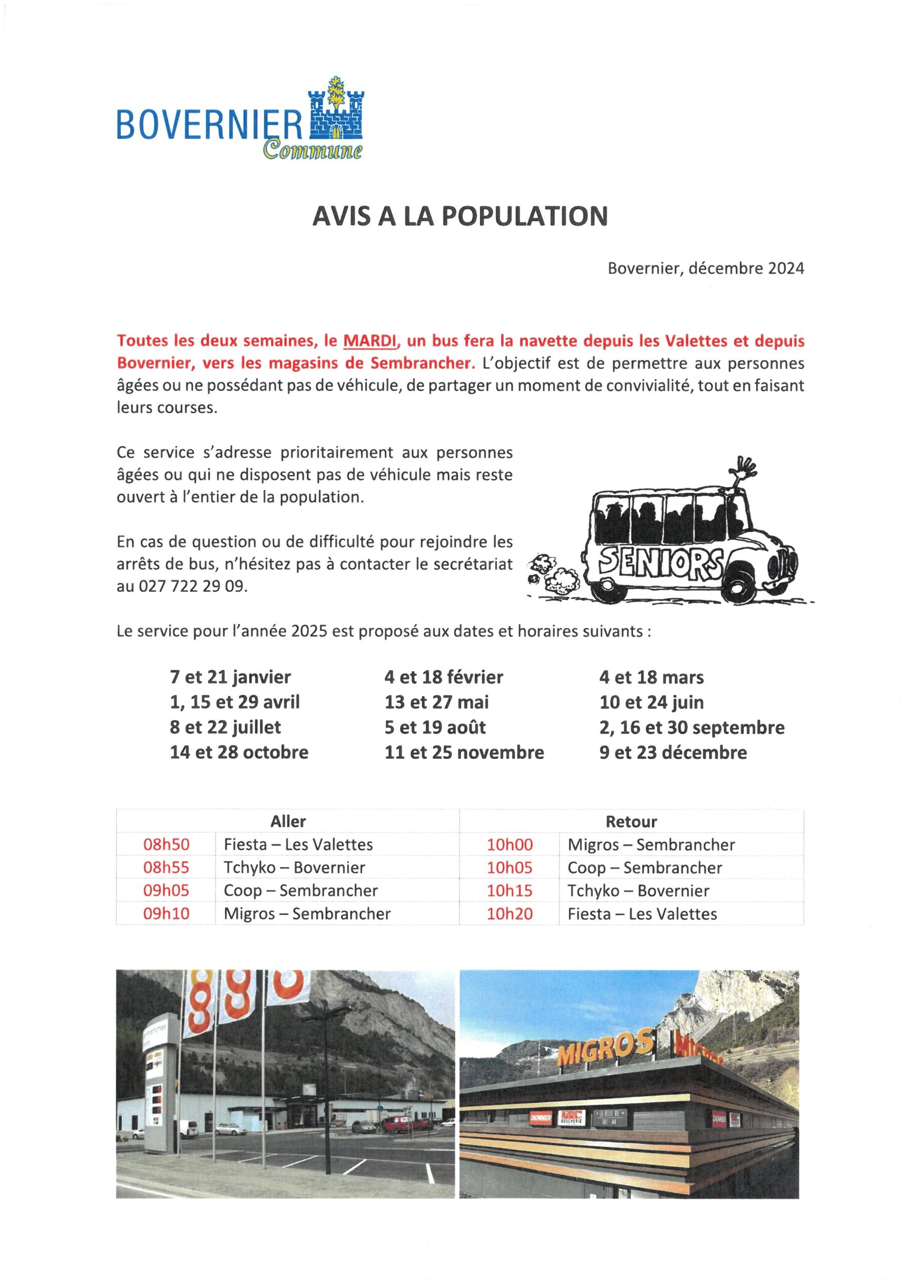 Service de bus direction Sembrancher
