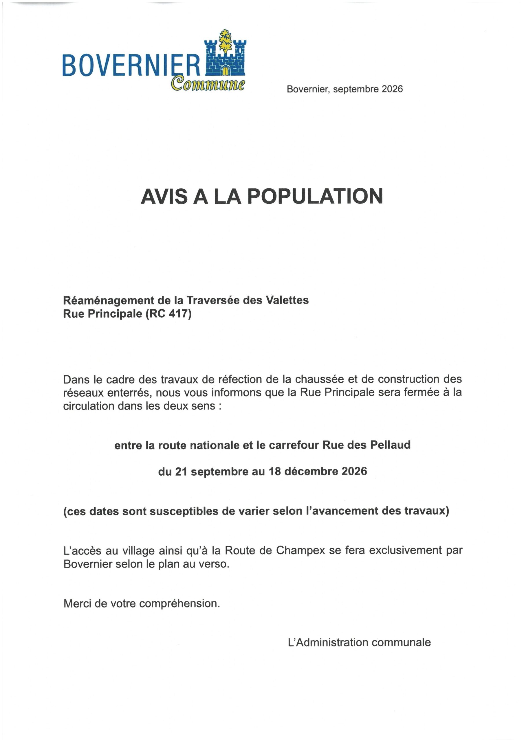Avis de travaux