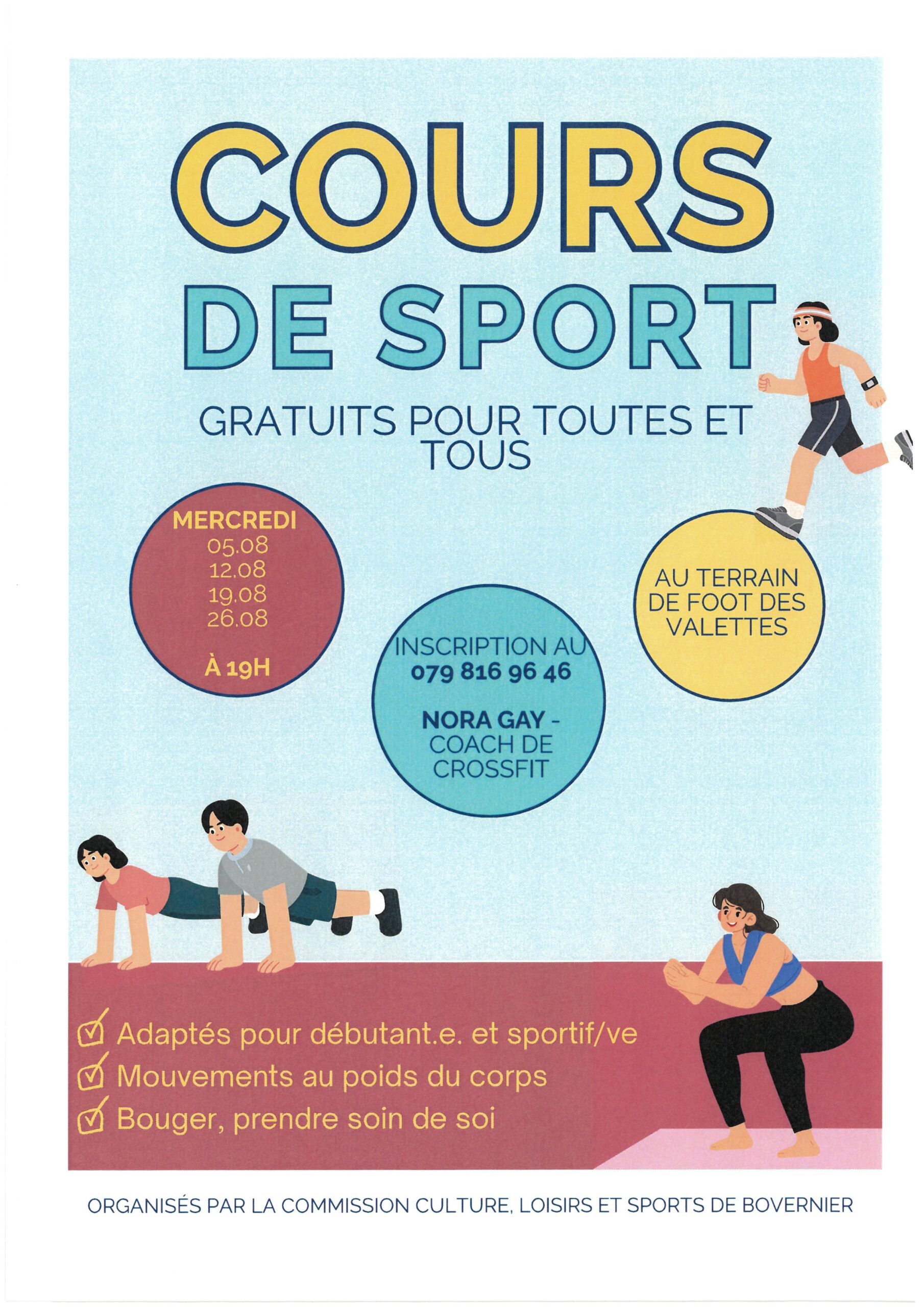 Cours de sport gratuits