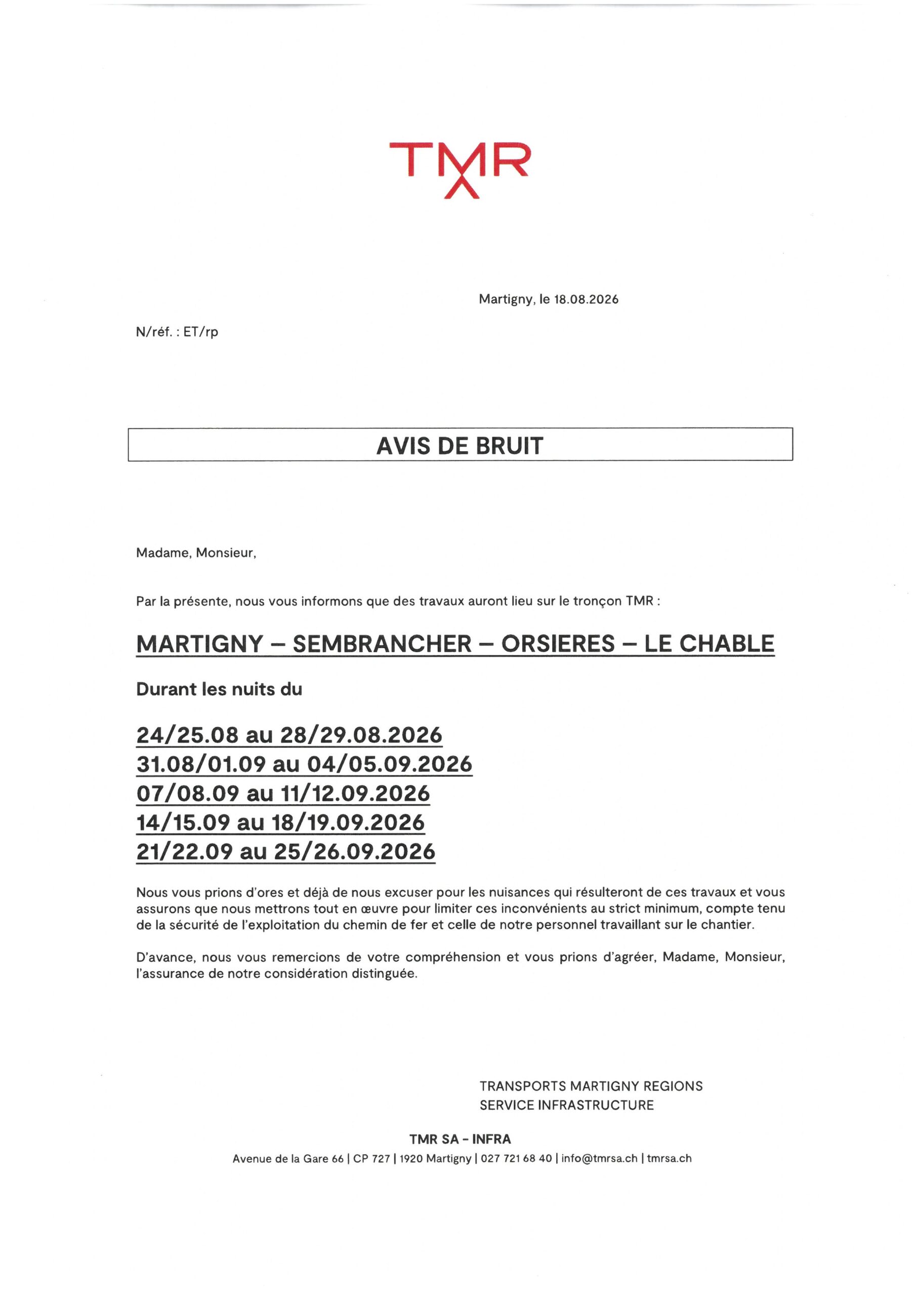 Avis de bruit