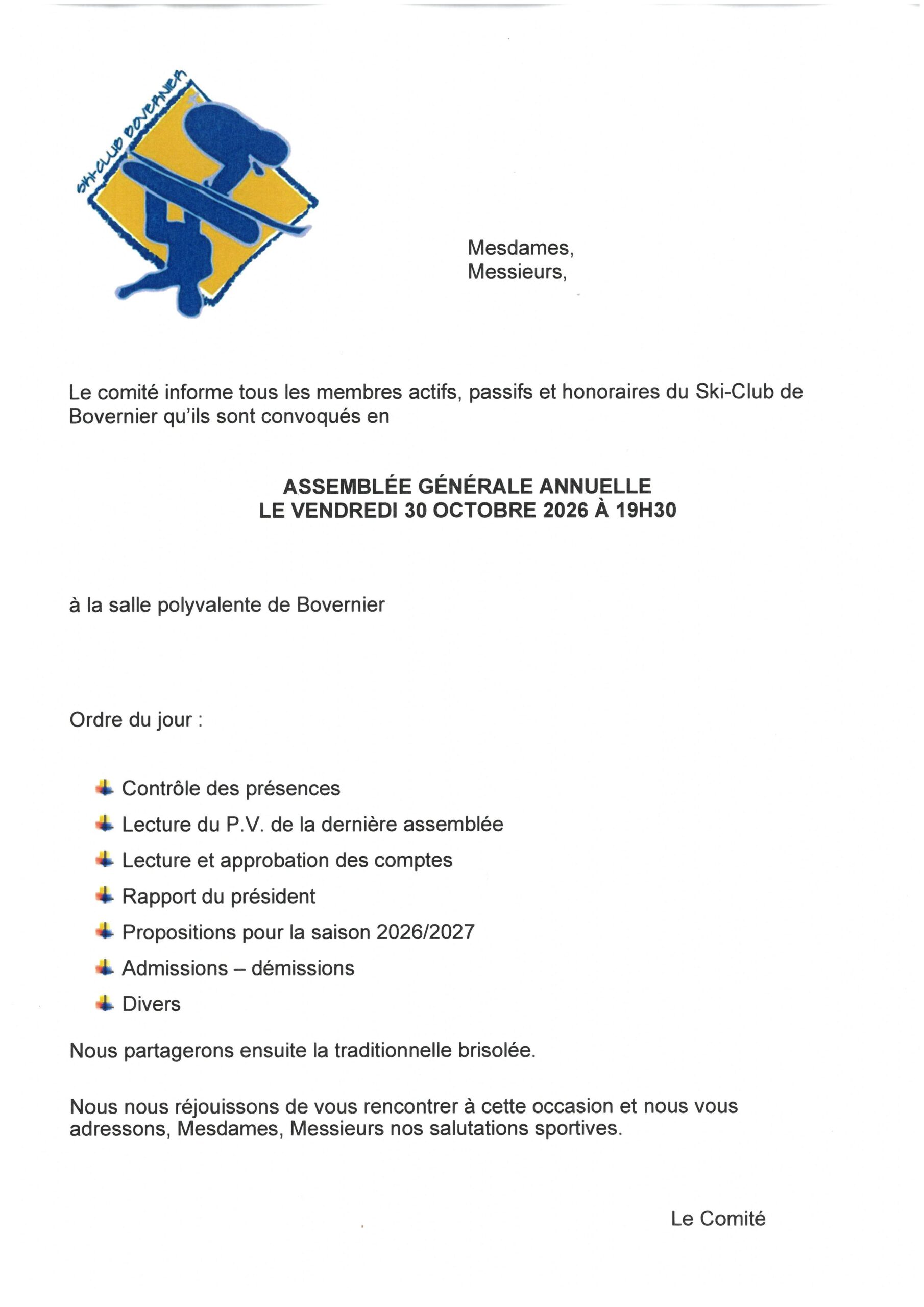 Assemblée générale ski-club